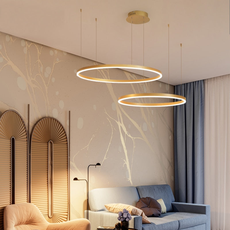 2023 Modern Led  O- Ring Chandelier Home Lighting - GOLDEN