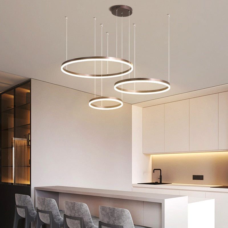 2023 Modern Led  O- Ring Chandelier Home Lighting -BLACK