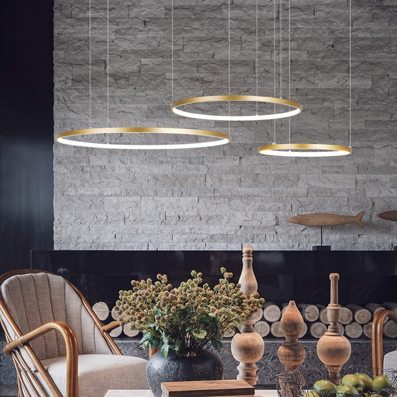 Modern Led Chandelier Ring Lights - GOLDEN