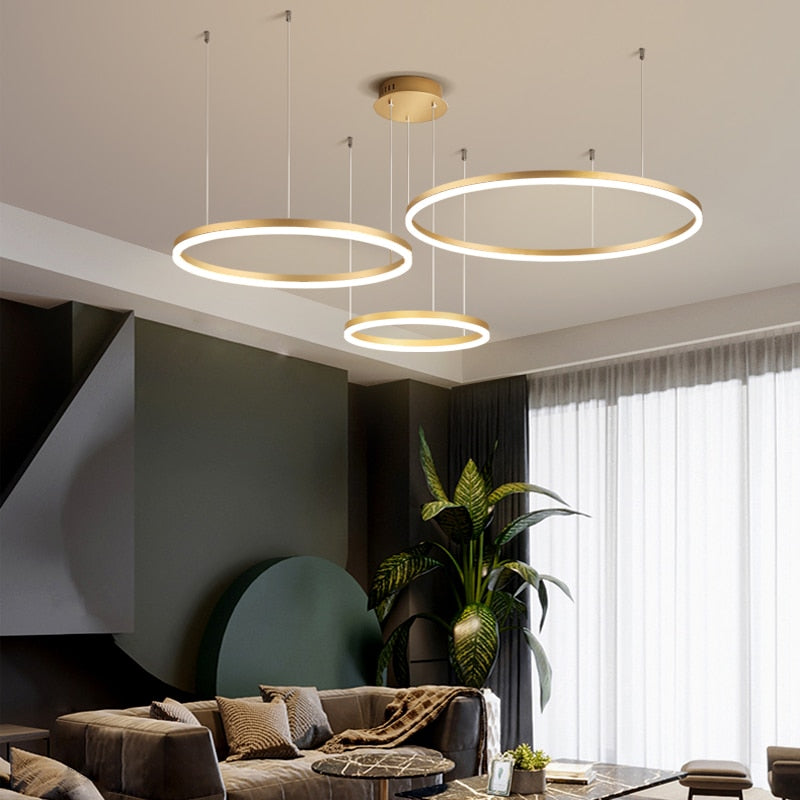 2023 Modern Led  O- Ring Chandelier Home Lighting -BLACK