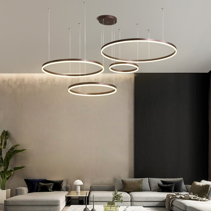 2023 Modern Led  O- Ring Chandelier Home Lighting -BLACK