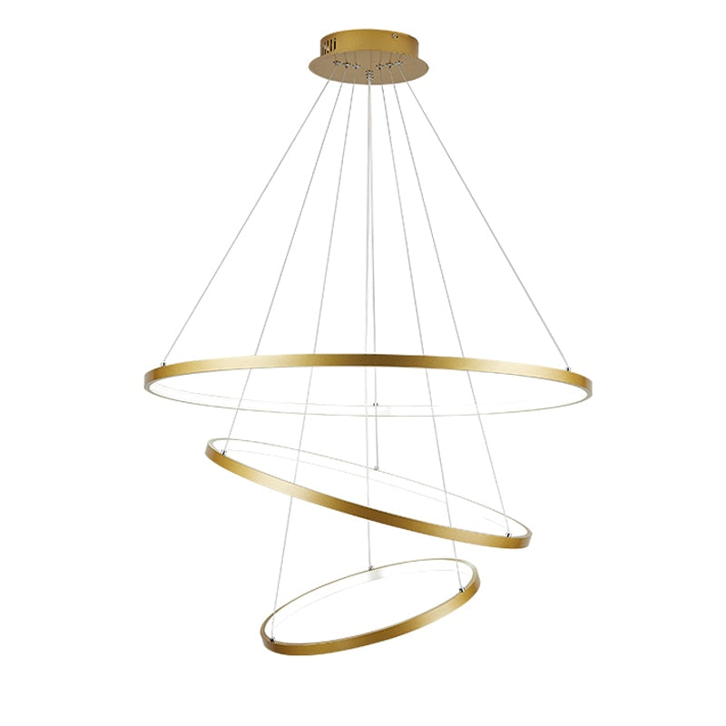 Modern Pendant Light Circle Rings Acrylic Aluminum Body LED Ceiling Lamp - Golden